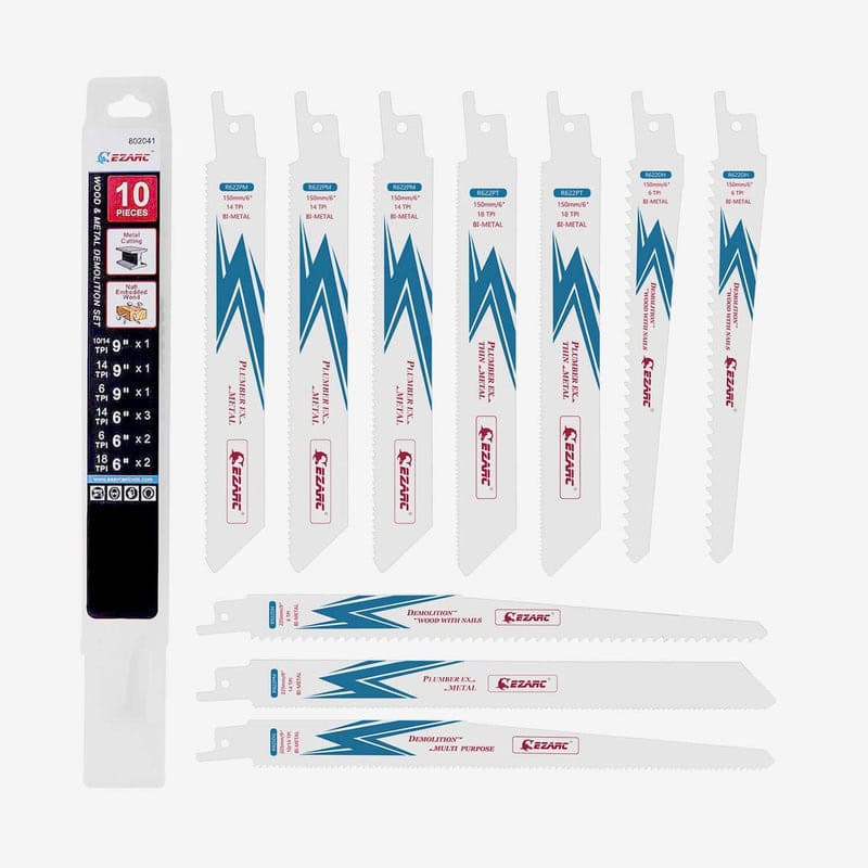 EZARC 10PC 6-9" 10/14 TPI Bi-Metal Reciprocating Blade Set