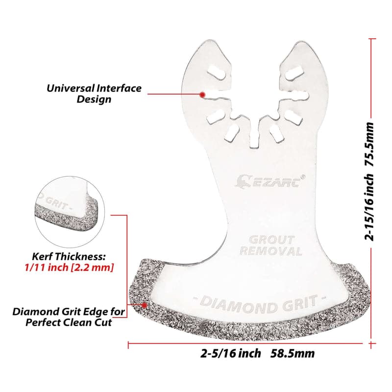 EZARC 2 1/4" Universal Fit Diamond Grit Oscillating Blade for Grout & Soft Tile