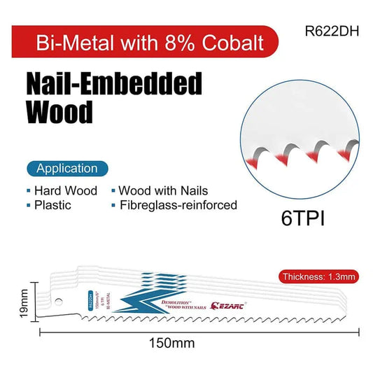 EZARC 6" 6 TPI Bi-Metal Reciprocating Saw Blade