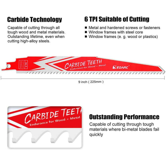 EZARC 9" 6 TPI Carbide Reciprocating Saw Blade