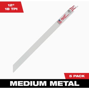 Milwaukee SAWZALL 12 In. 18 TPI Metal Reciprocating Saw Blade (5-Pack)
