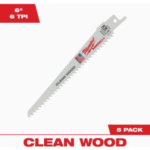 Milwaukee SAWZALL 6 In. 6 TPI Fleam Ground Reciprocating Saw Blade (5-Pack)