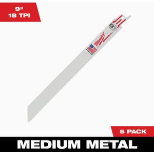 Milwaukee SAWZALL 9 In. 18 TPI Metal Reciprocating Saw Blade (5-Pack)