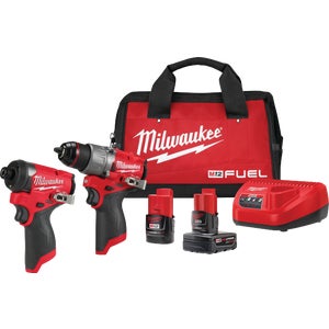 Milwaukee M12 FUEL 2-Tool Brushless Cordless Subcompact Hammer Drill & Impact Driver Combo Kit with (2) Batteries & Charger