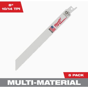 Milwaukee SAWZALL 8 In. 10/14 TPI Multi-Material Reciprocating Saw Blade (5-Pack)