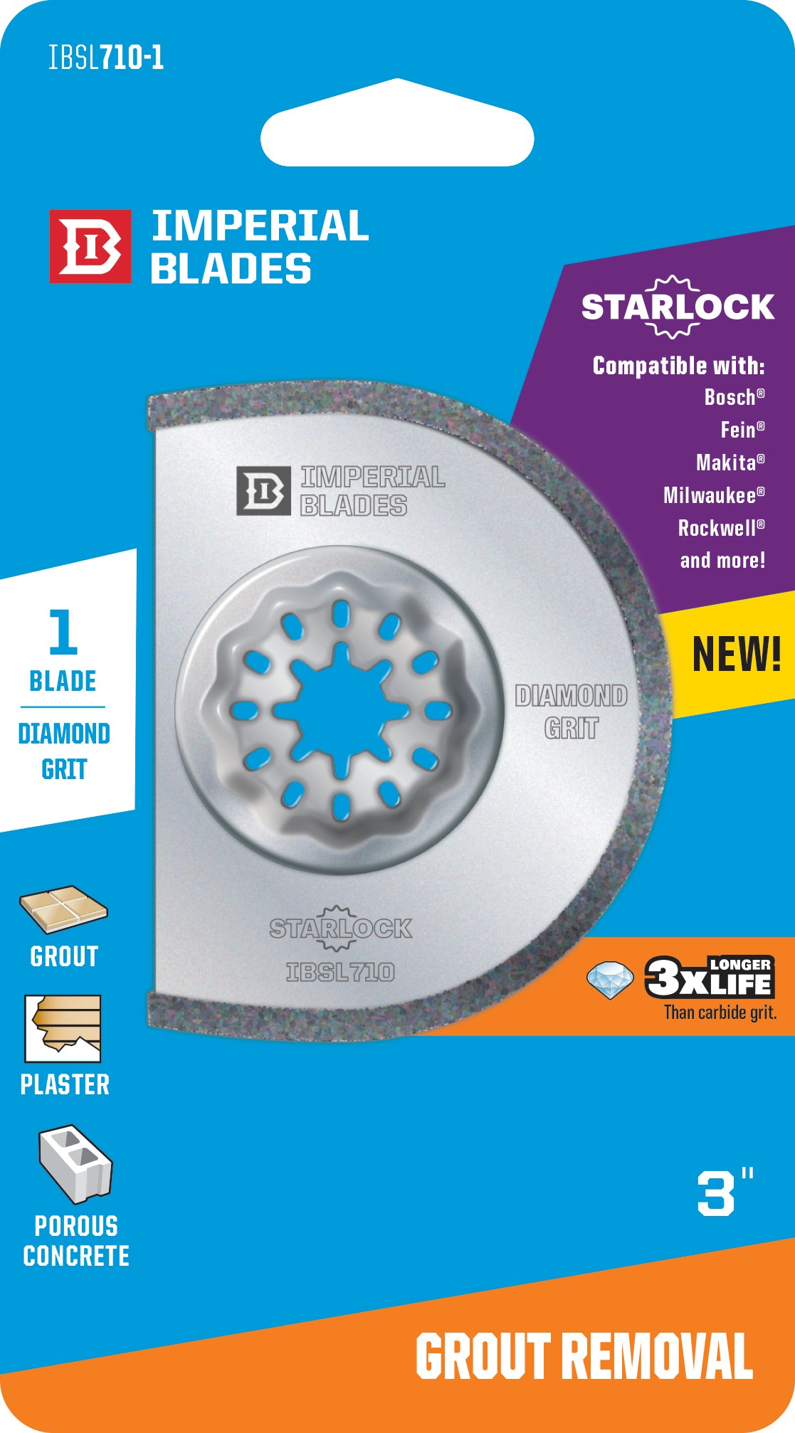Imperial Blades - 3" Diamond Grit Segment Blade - IBSL710 - Starlock-Oscillating Blade-Imperial Blades Direct-Ridgeline Tool - Oscillating Blades Direct