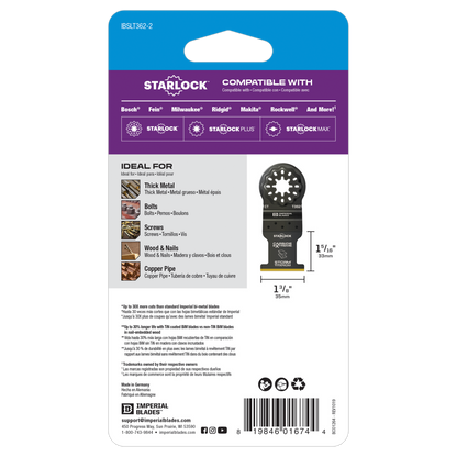 IBSLT362 1 3/8" Starlock™ Carbide Extreme Storm Titanium Metal Oscillating Blade