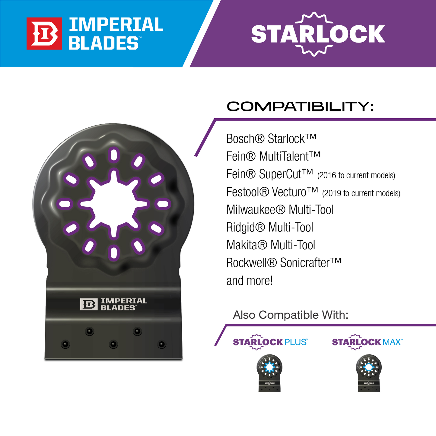 IBSLT362 1 3/8" Starlock™ Carbide Extreme Storm Titanium Metal Oscillating Blade